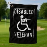 Disabled Veteran Dad Grandpa Veteran Disabled But Deadly Golf Towel thumb 1