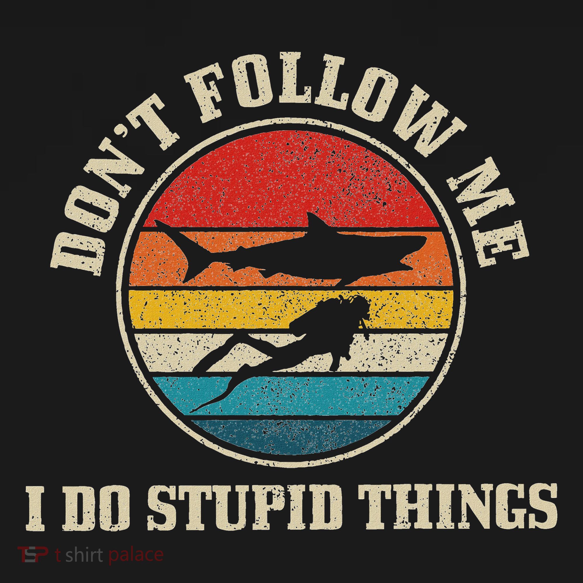 Diver Vintage Funny Shark Diving Gift T-Shirt