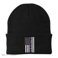 Domestic Violence Fight America Flag Awareness Gift Beanie thumb 0
