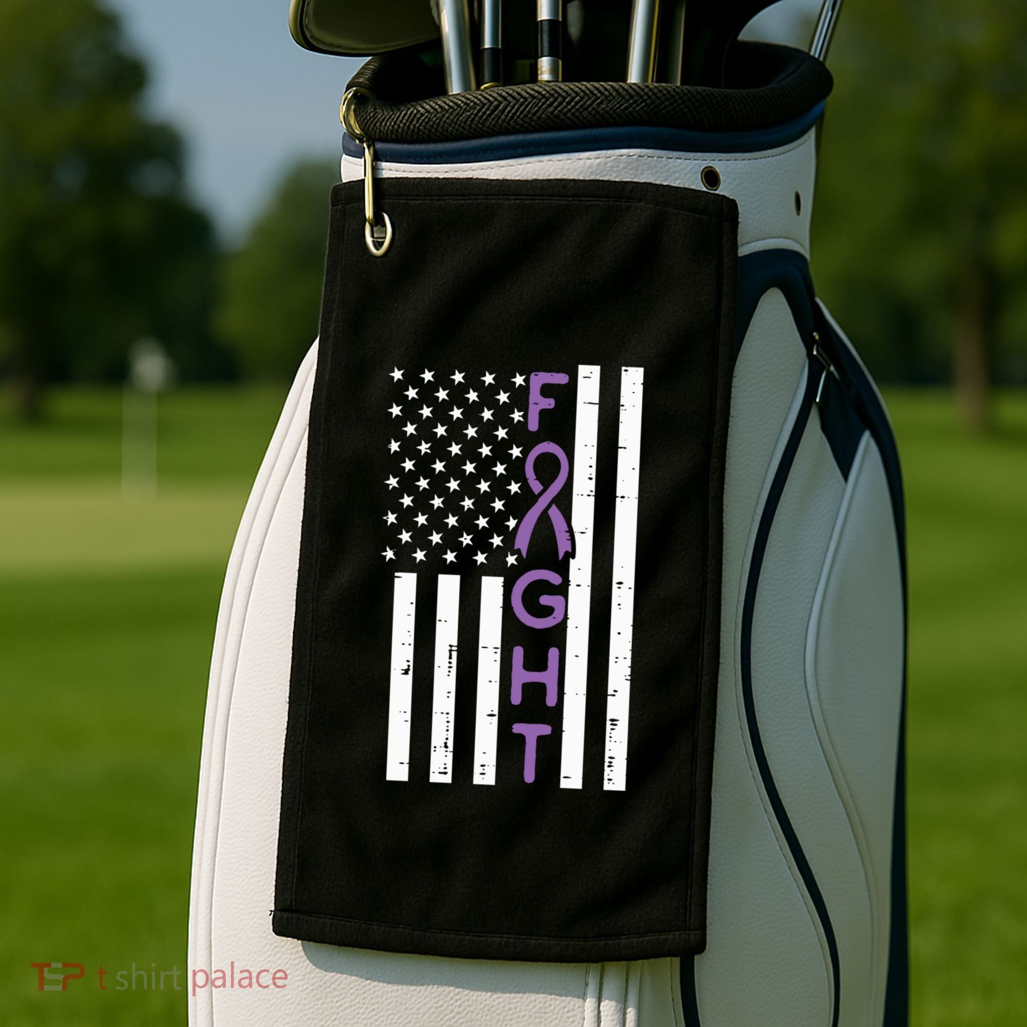 Domestic Violence Fight America Flag Awareness Gift Golf Towel