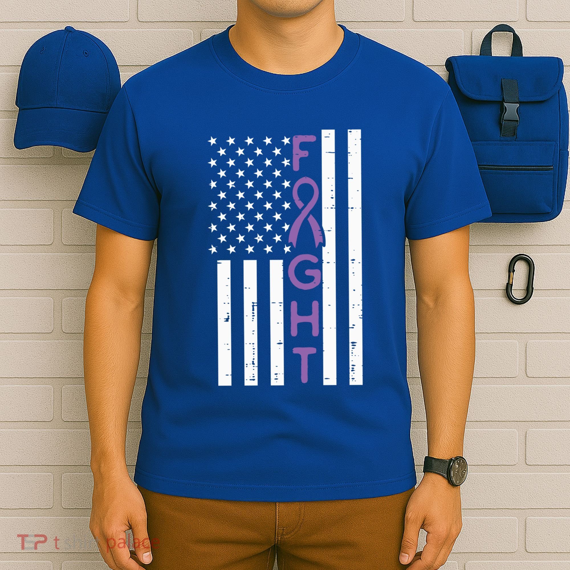 Domestic Violence Fight America Flag Awareness Gift T-Shirt
