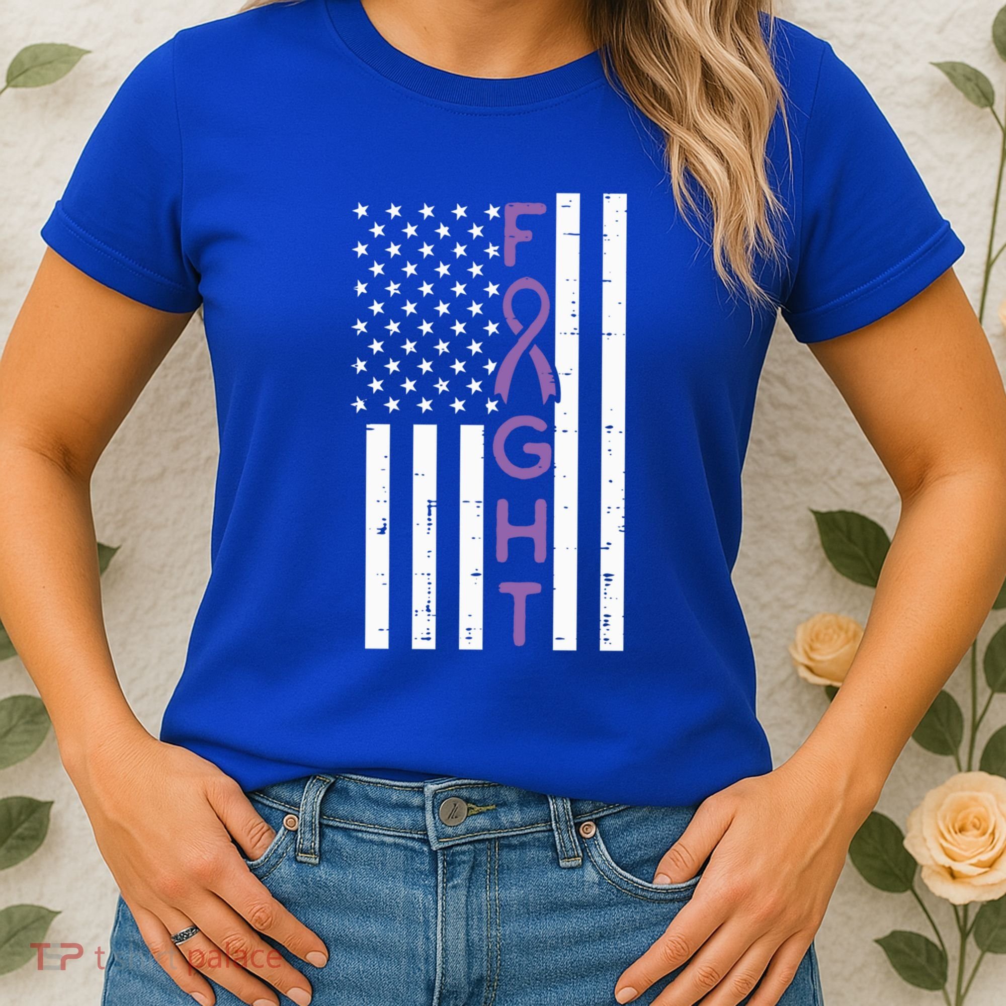 Domestic Violence Fight America Flag Awareness Gift Women's T-Shirt