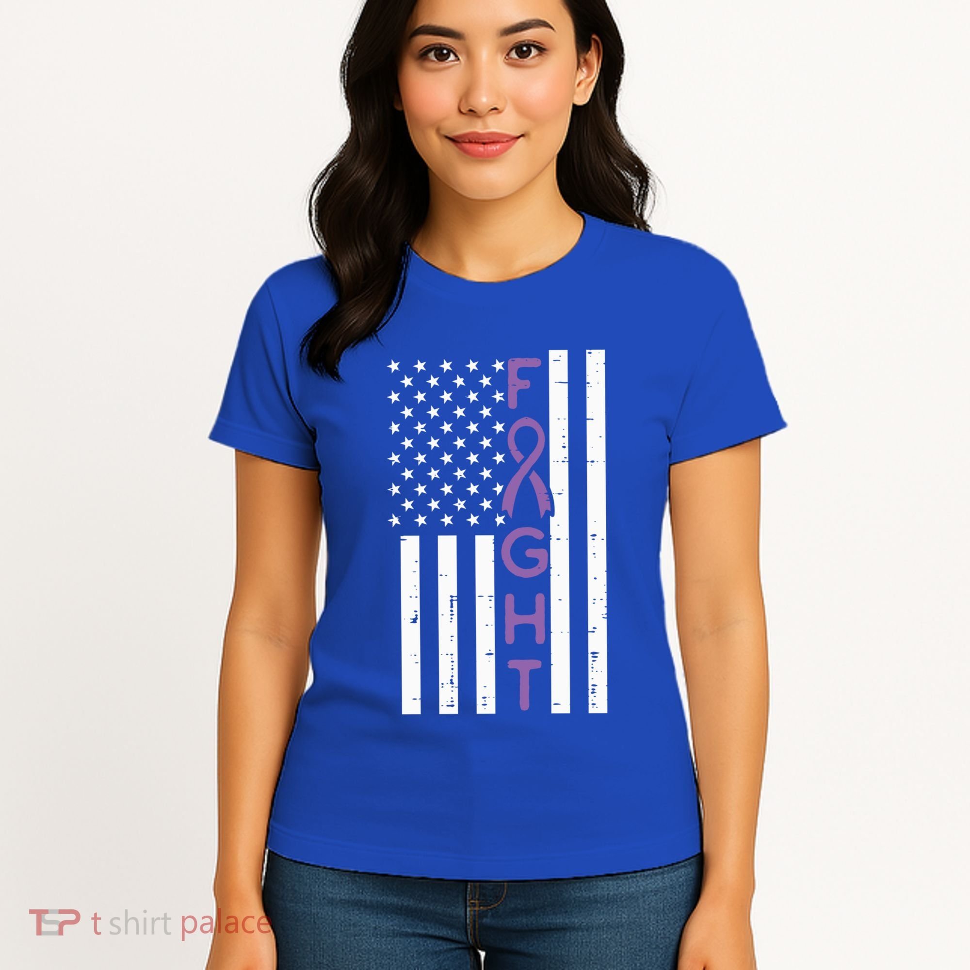 Domestic Violence Fight America Flag Awareness Gift Women's T-Shirt