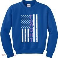 Domestic Violence Fight America Flag Awareness Gift Kids Sweatshirt thumb 0