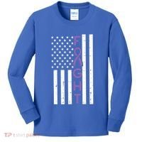 Domestic Violence Fight America Flag Awareness Gift Kids Long Sleeve Shirt thumb 0