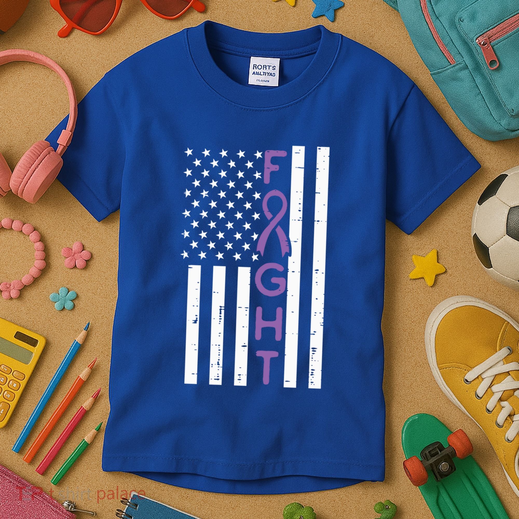 Domestic Violence Fight America Flag Awareness Gift Kids T-Shirt