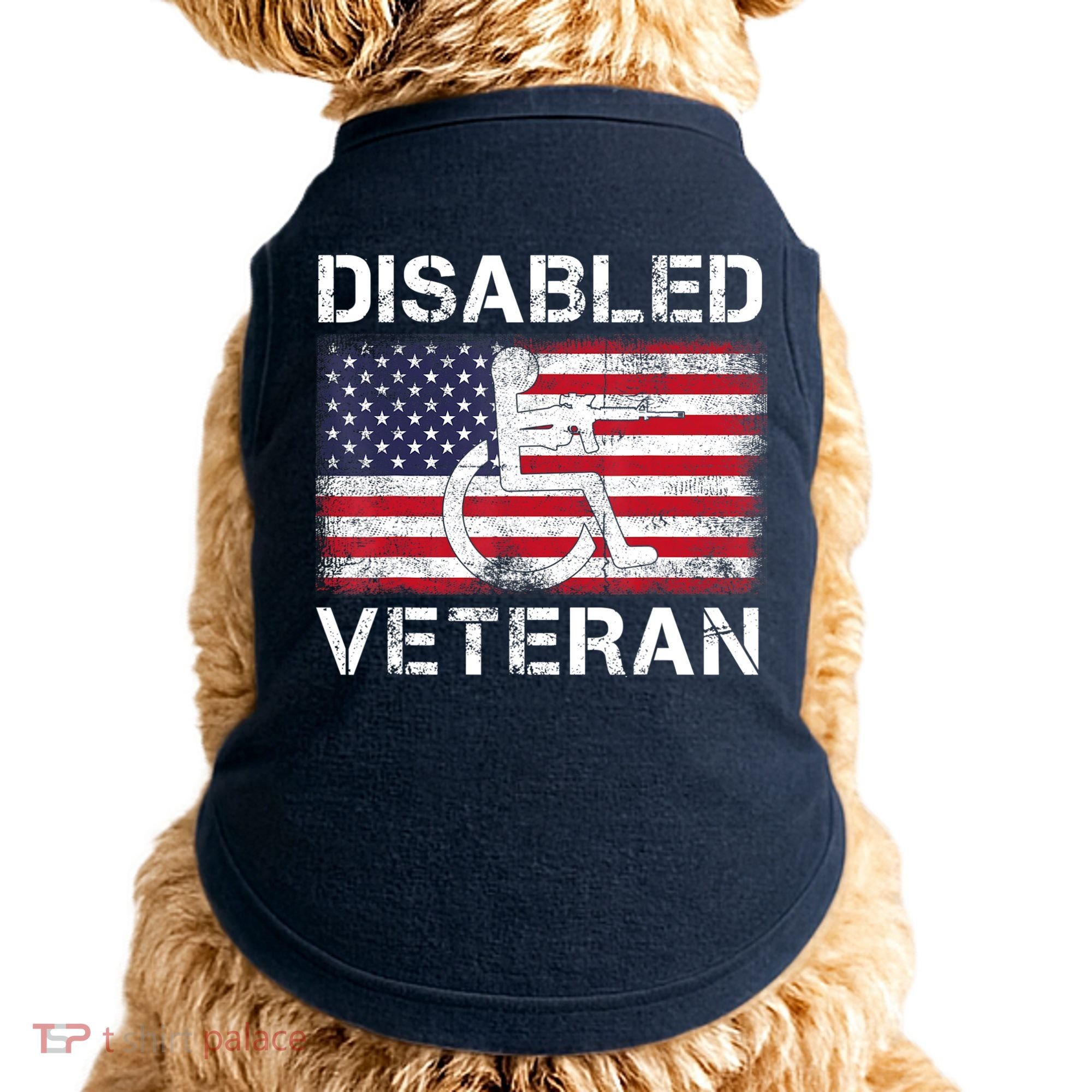 Disabled Veteran For Dad Grandpa Veteran American Flag Doggie Tank