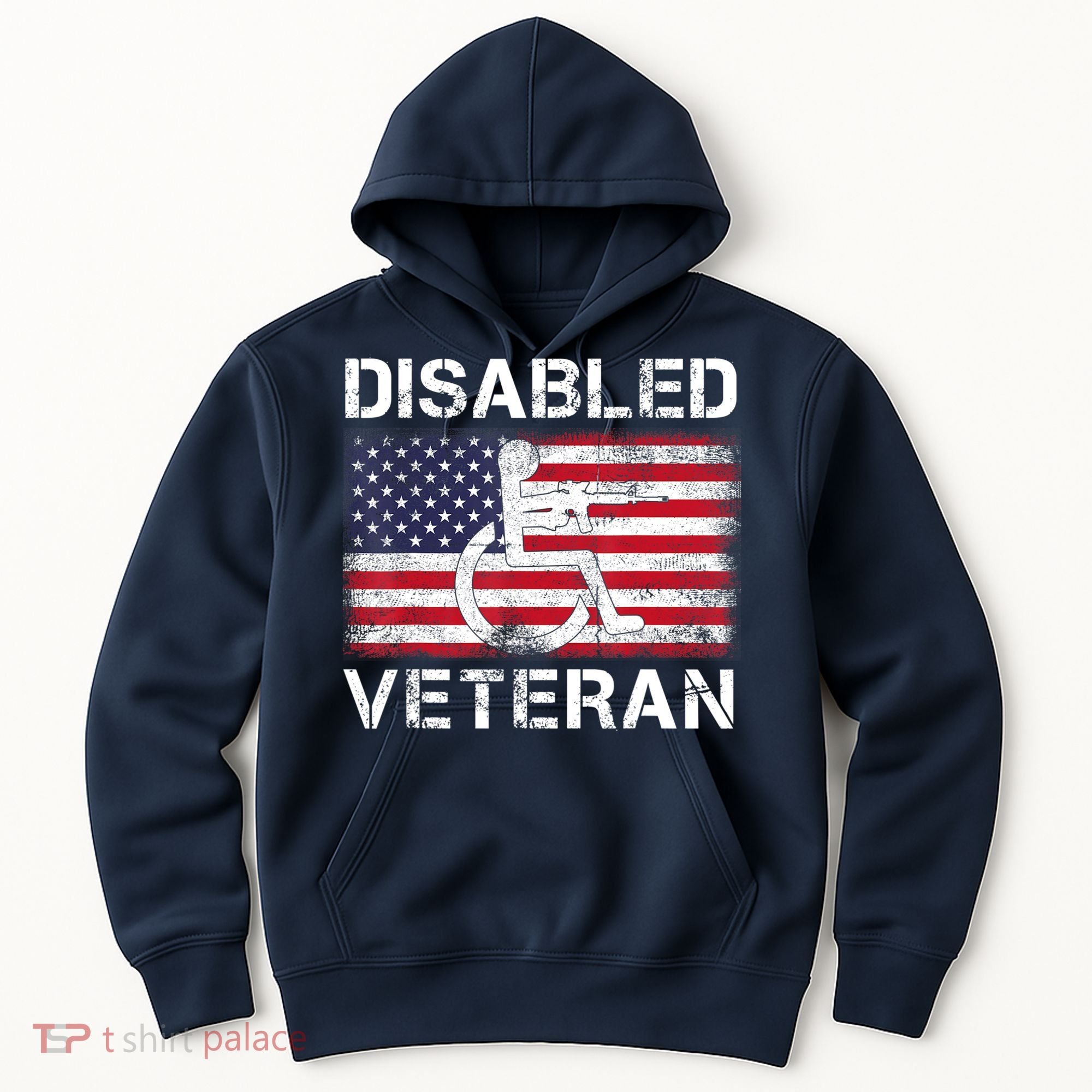 Disabled Veteran For Dad Grandpa Veteran American Flag Hoodie