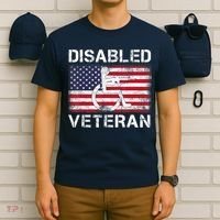 Disabled Veteran For Dad Grandpa Veteran American Flag T-Shirt thumb 6