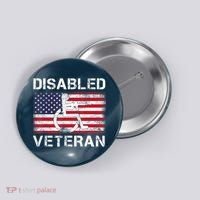 Disabled Veteran For Dad Grandpa Veteran American Flag Button thumb 0