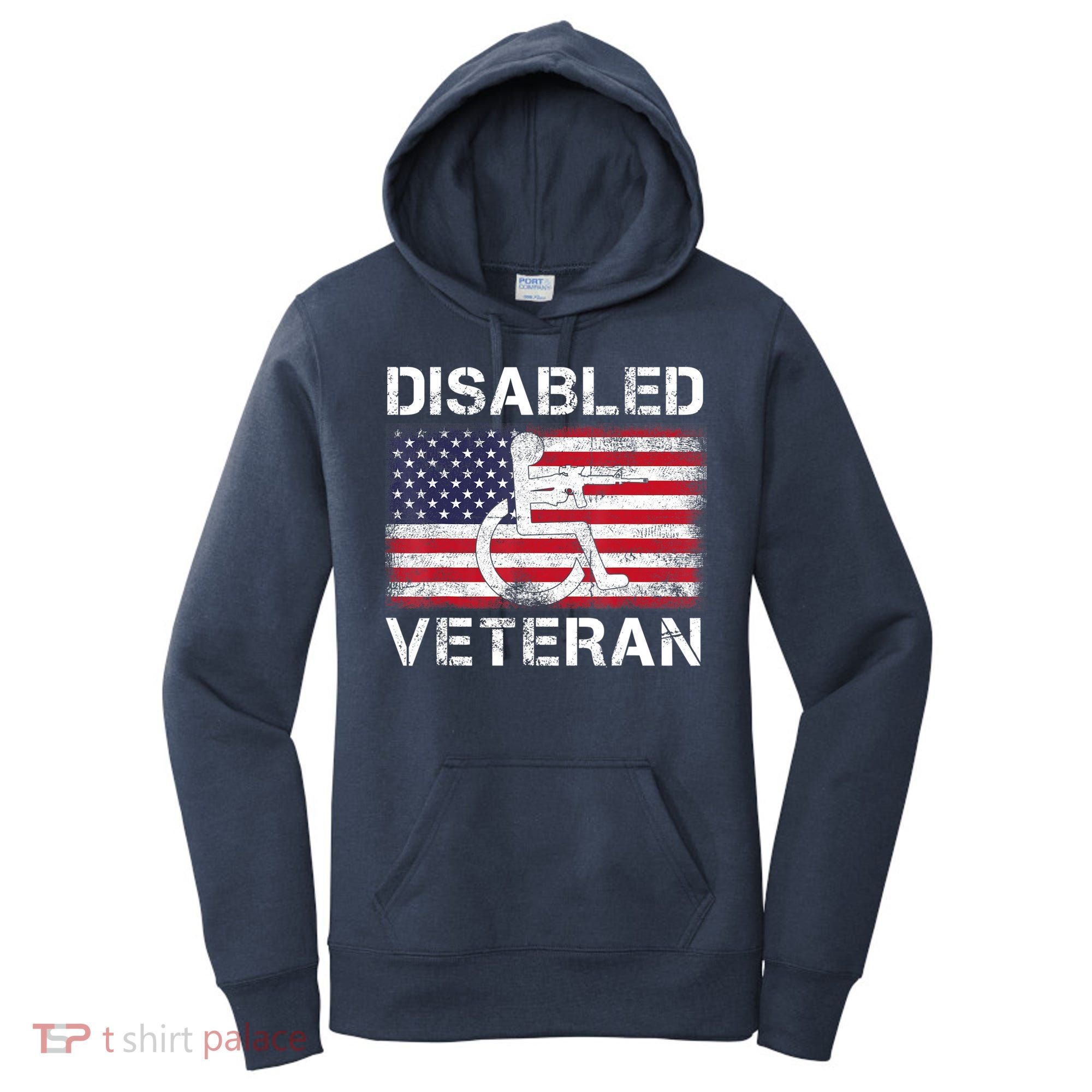 Disabled Veteran For Dad Grandpa Veteran American Flag Women's Hoodie