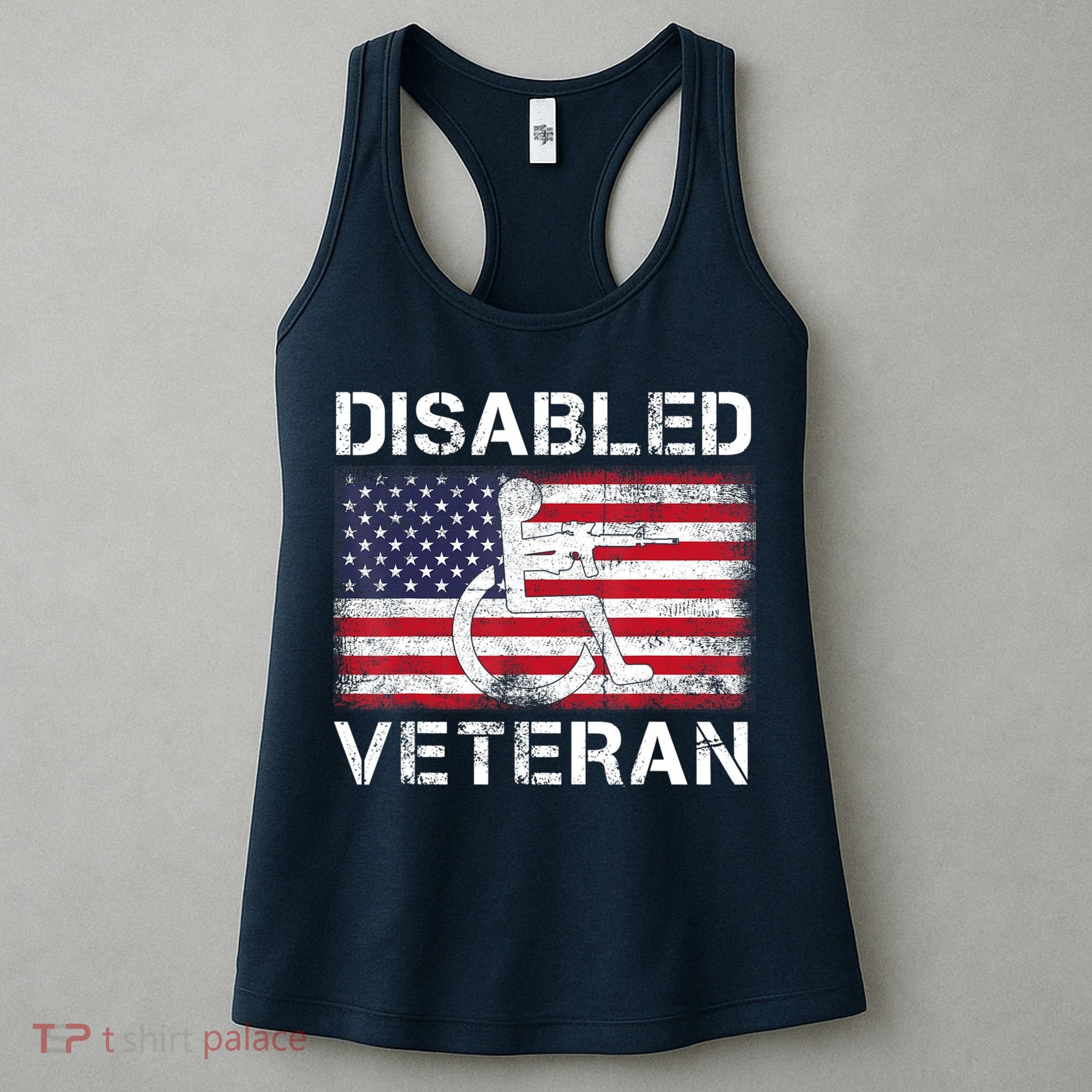 Disabled Veteran For Dad Grandpa Veteran American Flag Women's Tank Top