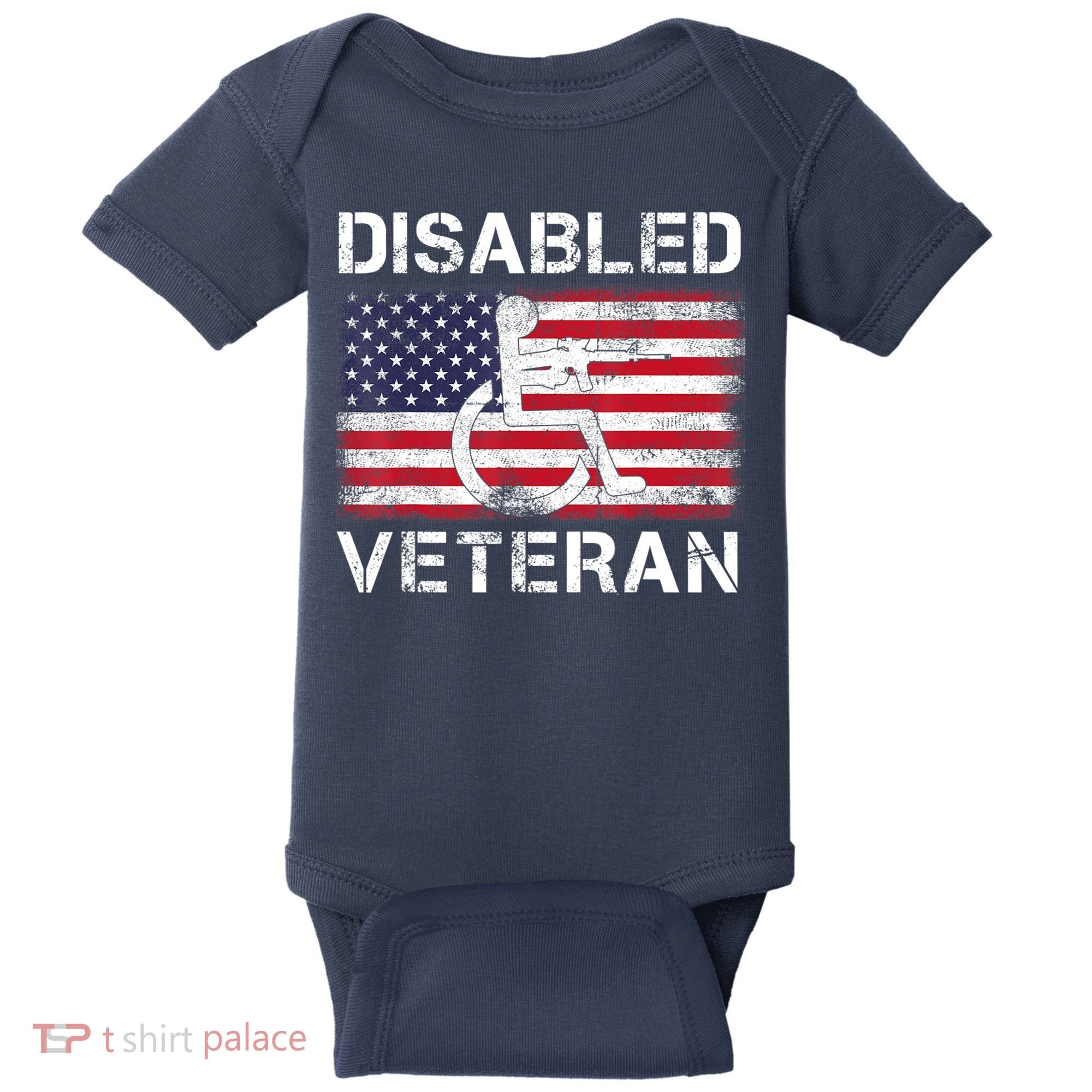 Disabled Veteran For Dad Grandpa Veteran American Flag Baby Bodysuit
