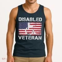 Disabled Veteran For Dad Grandpa Veteran American Flag Tank Top thumb 3
