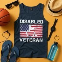 Disabled Veteran For Dad Grandpa Veteran American Flag Tank Top thumb 4