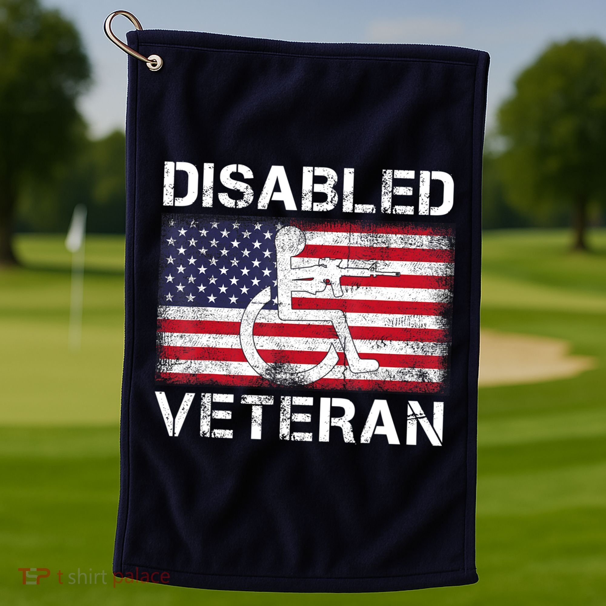 Disabled Veteran For Dad Grandpa Veteran American Flag Golf Towel