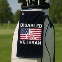 Disabled Veteran For Dad Grandpa Veteran American Flag Golf Towel thumb 2