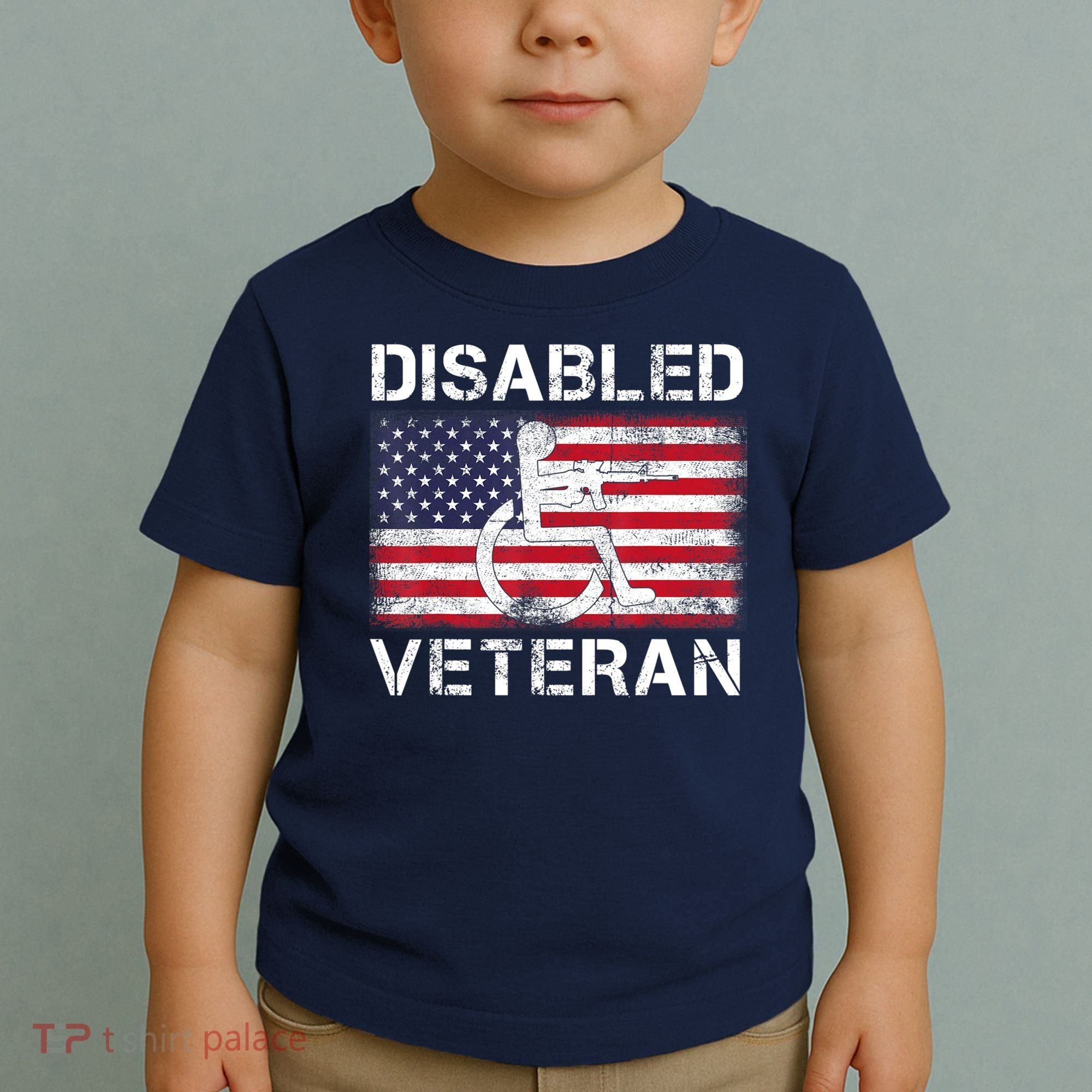 Disabled Veteran For Dad Grandpa Veteran American Flag Toddler T-Shirt