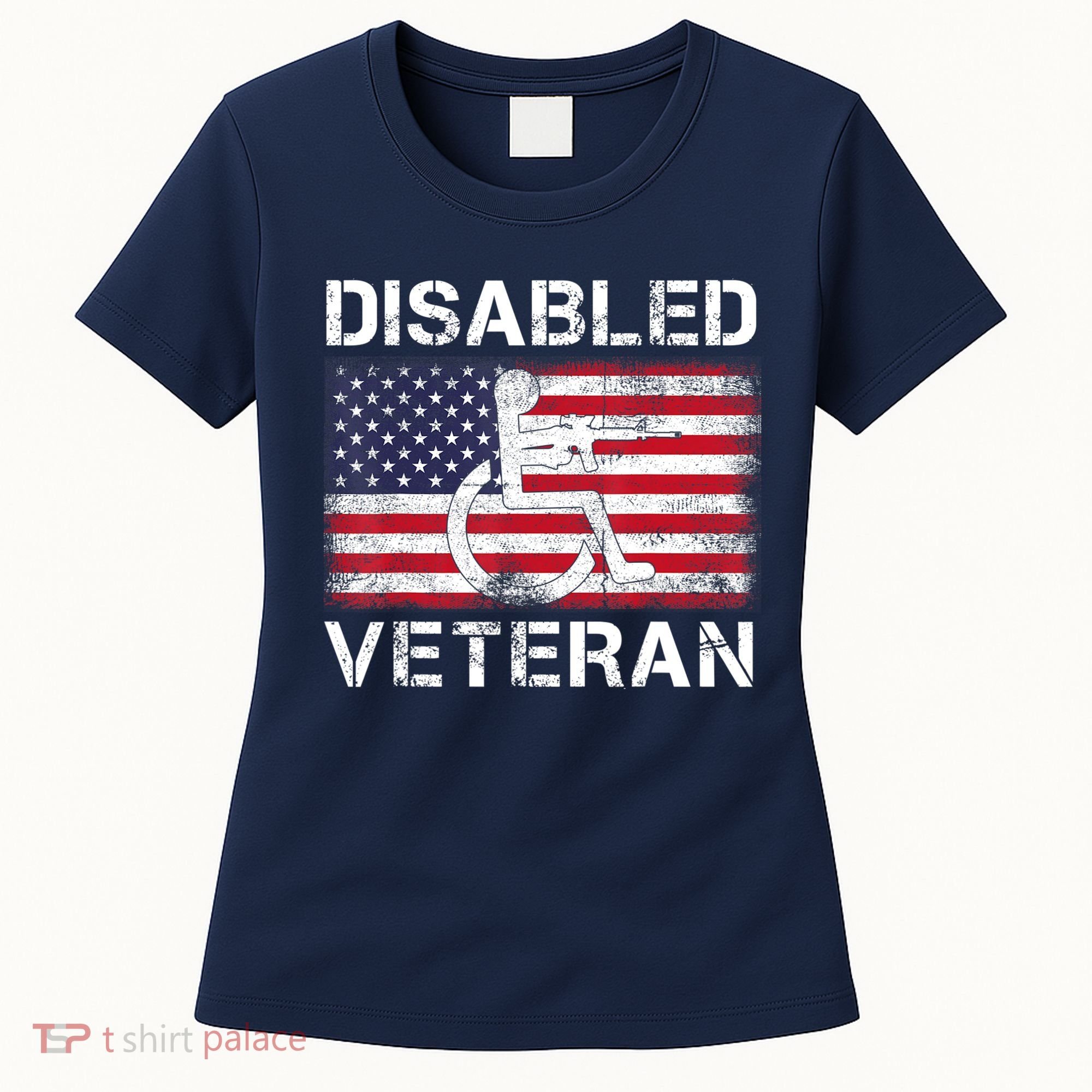 Disabled Veteran For Dad Grandpa Veteran American Flag Women's T-Shirt