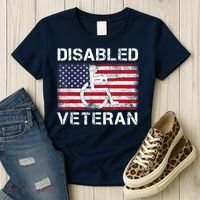 Disabled Veteran For Dad Grandpa Veteran American Flag Women's T-Shirt thumb 3