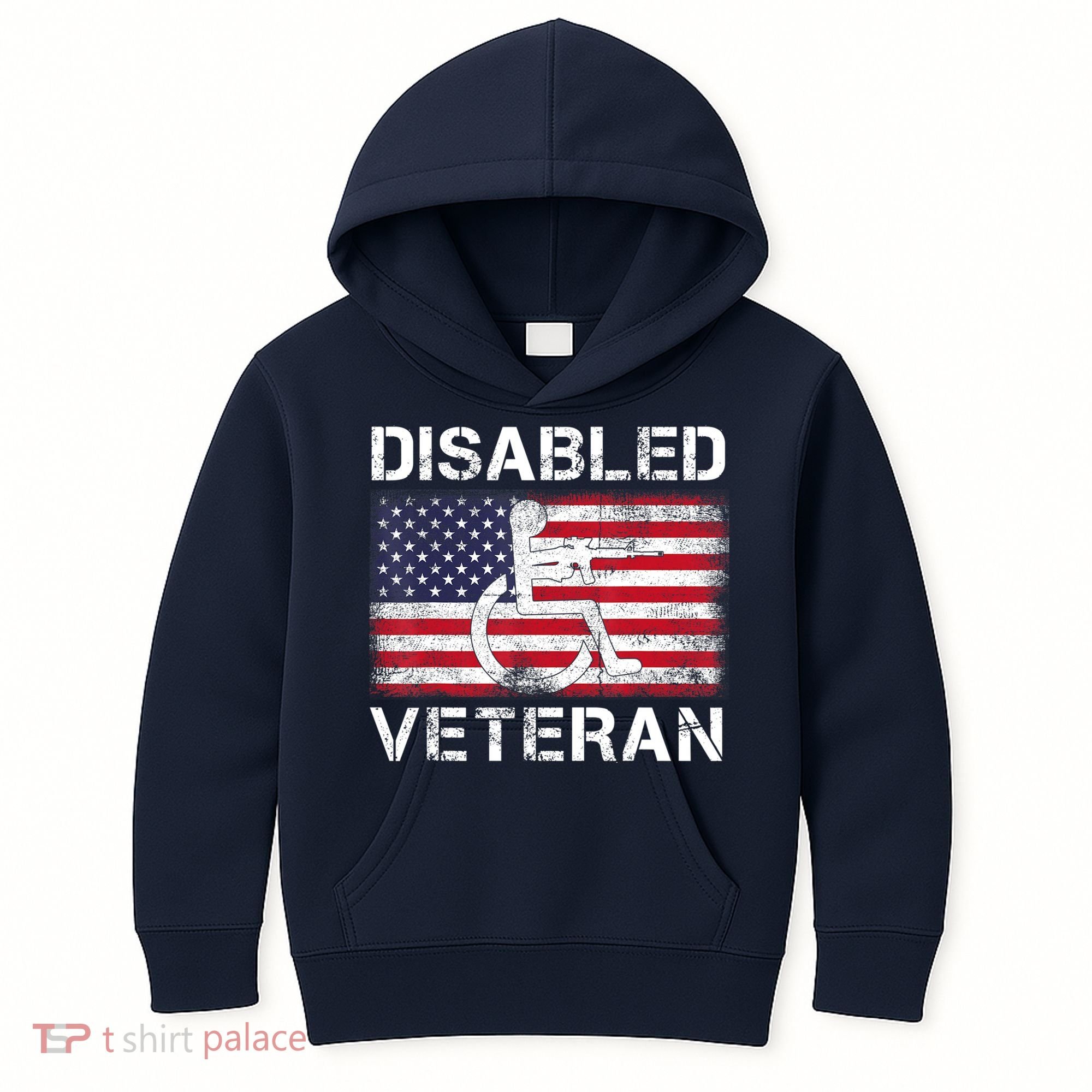 Disabled Veteran For Dad Grandpa Veteran American Flag Kids Hoodie