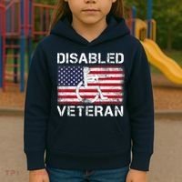 Disabled Veteran For Dad Grandpa Veteran American Flag Kids Hoodie thumb 3