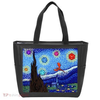Dungeons Van Gogh Starry Night D20 Dragons Tote Bag