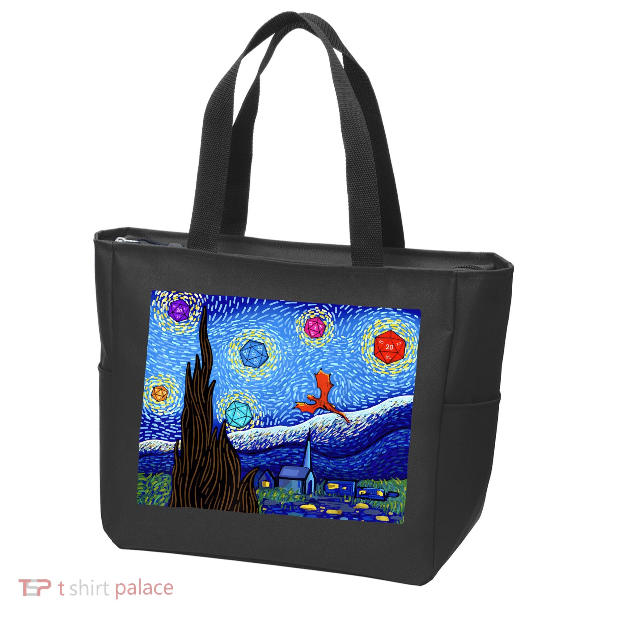 Dungeons Van Gogh Starry Night D20 Dragons Tote Bag