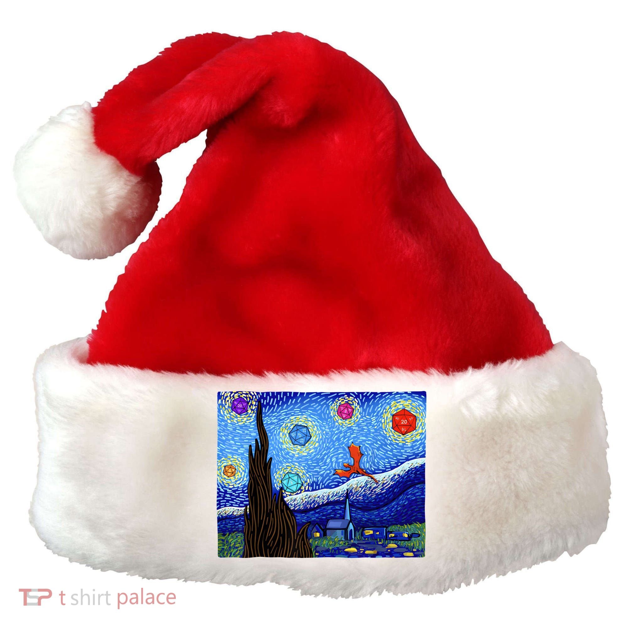 Dungeons Van Gogh Starry Night D20 Dragons Santa Hat