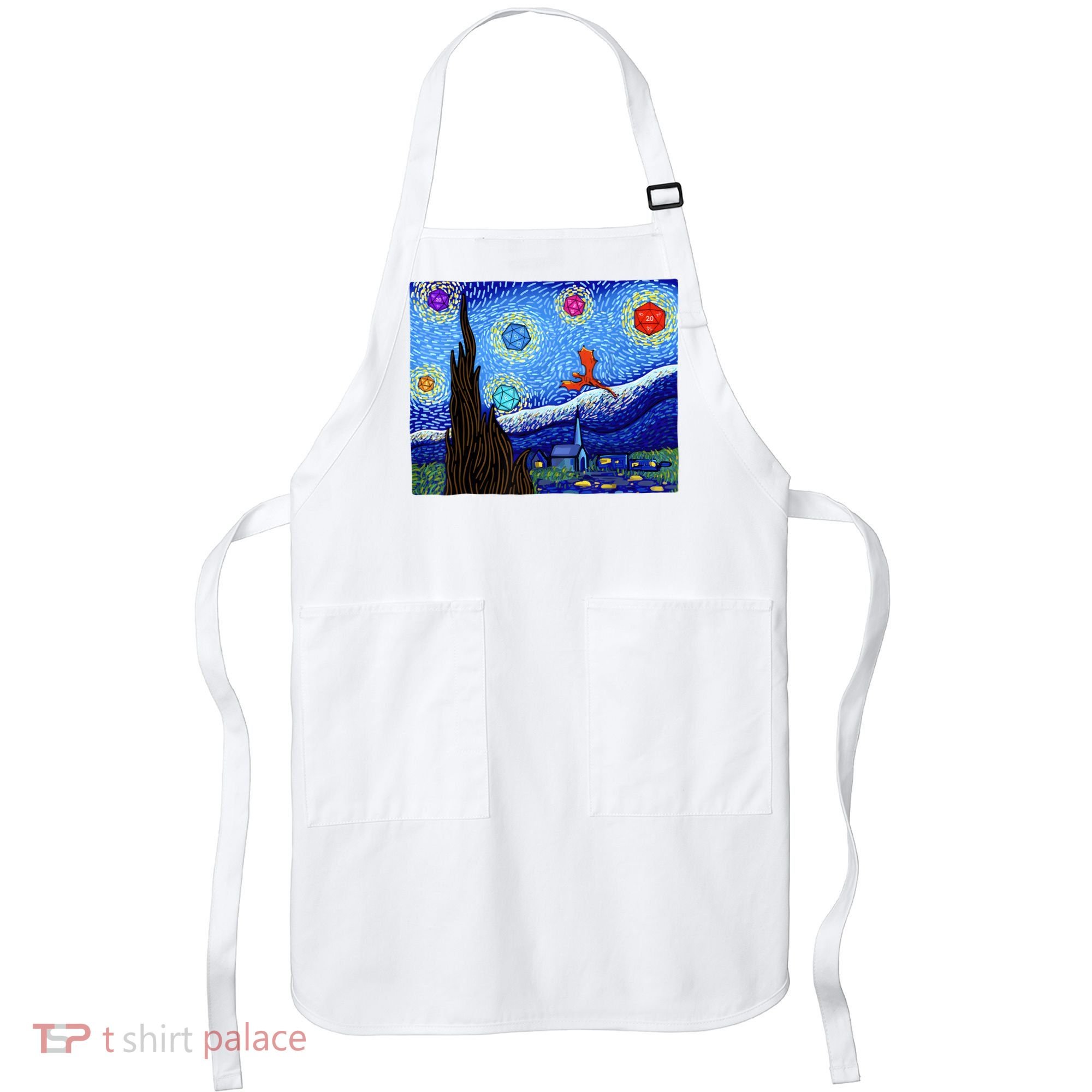 Dungeons Van Gogh Starry Night D20 Dragons Apron