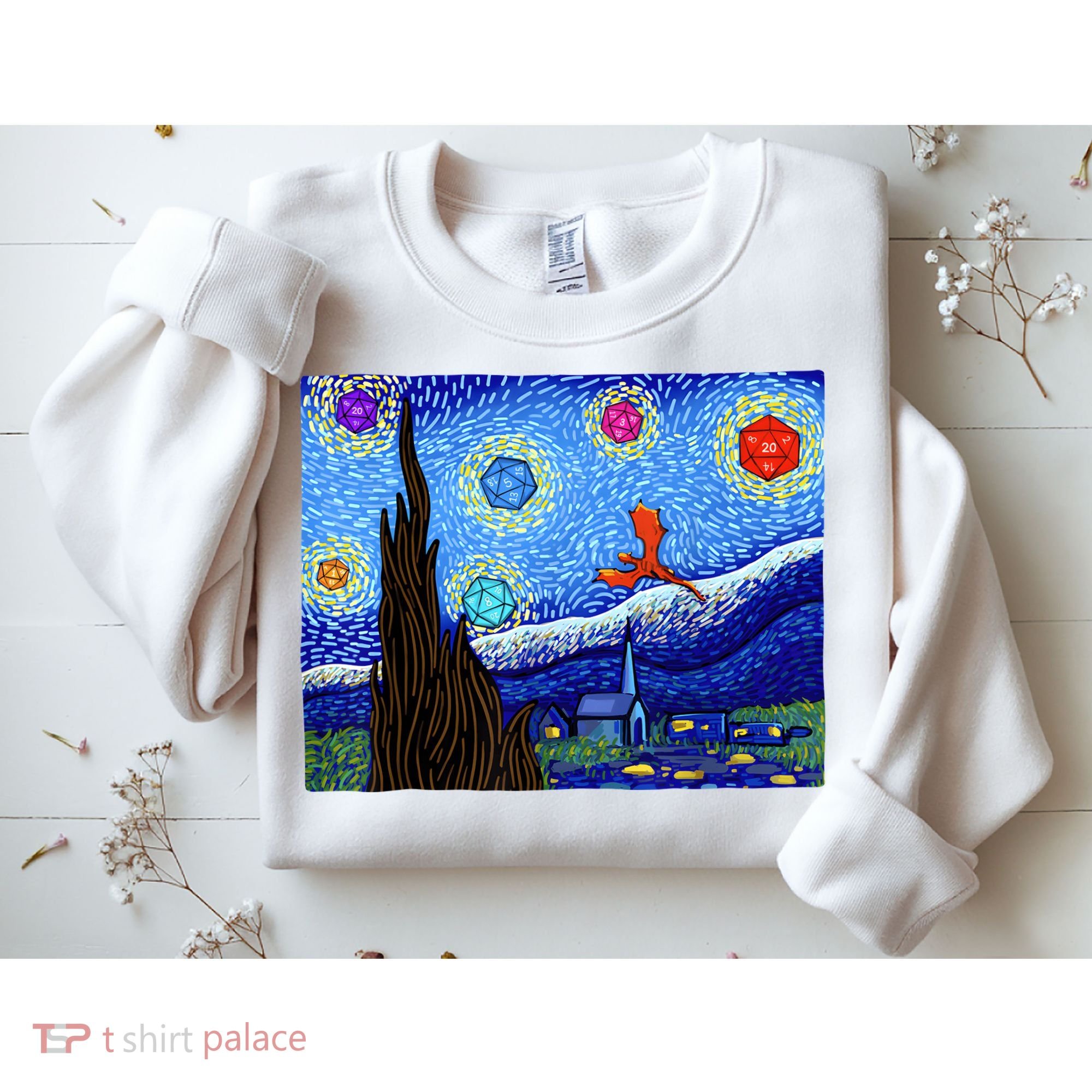 Dungeons Van Gogh Starry Night D20 Dragons Sweatshirt