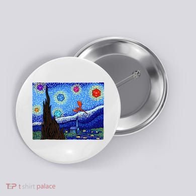 Dungeons Van Gogh Starry Night D20 Dragons Button