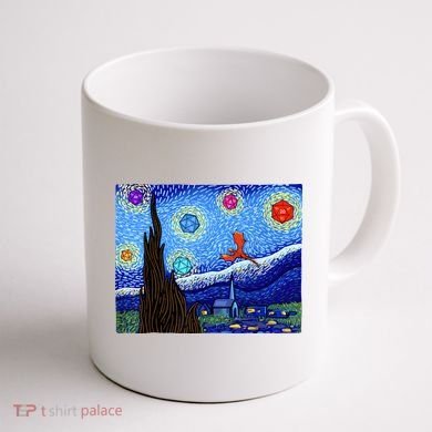 Dungeons Van Gogh Starry Night D20 Dragons Coffee Mug back