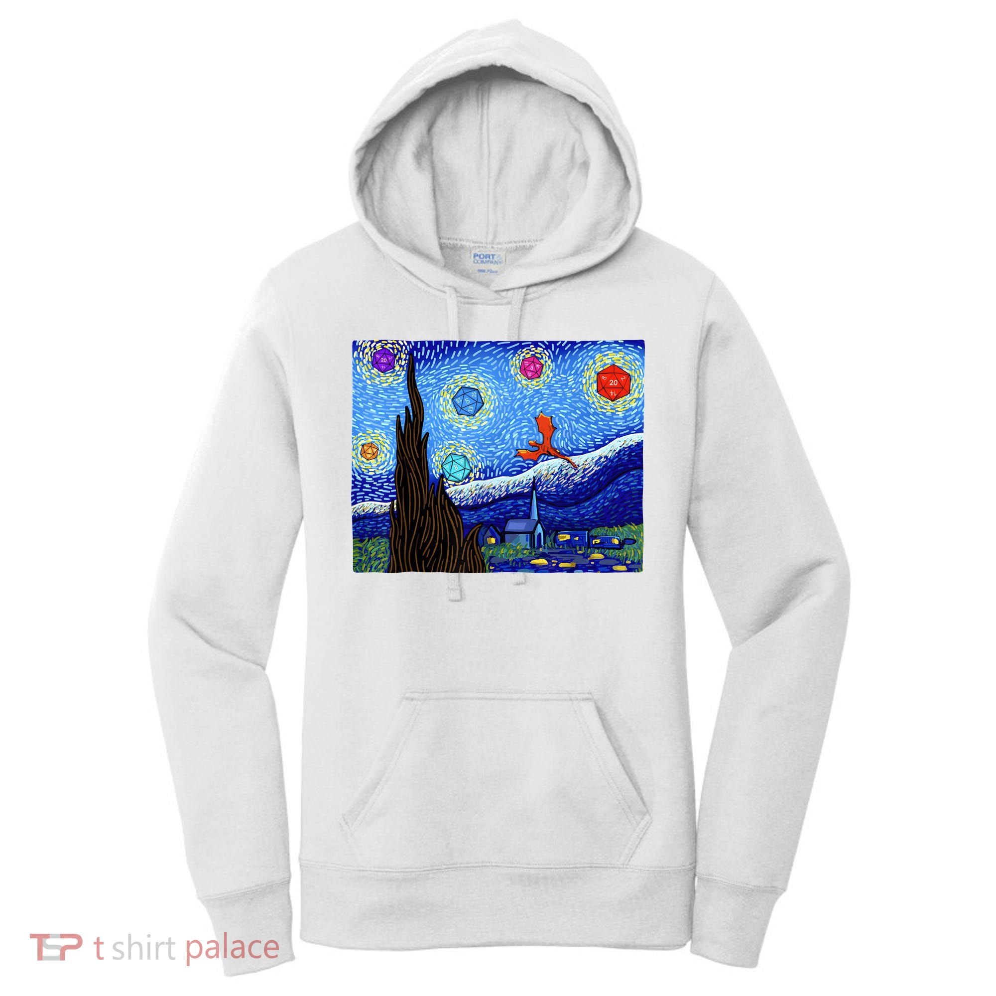 Dungeons Van Gogh Starry Night D20 Dragons Women's Hoodie