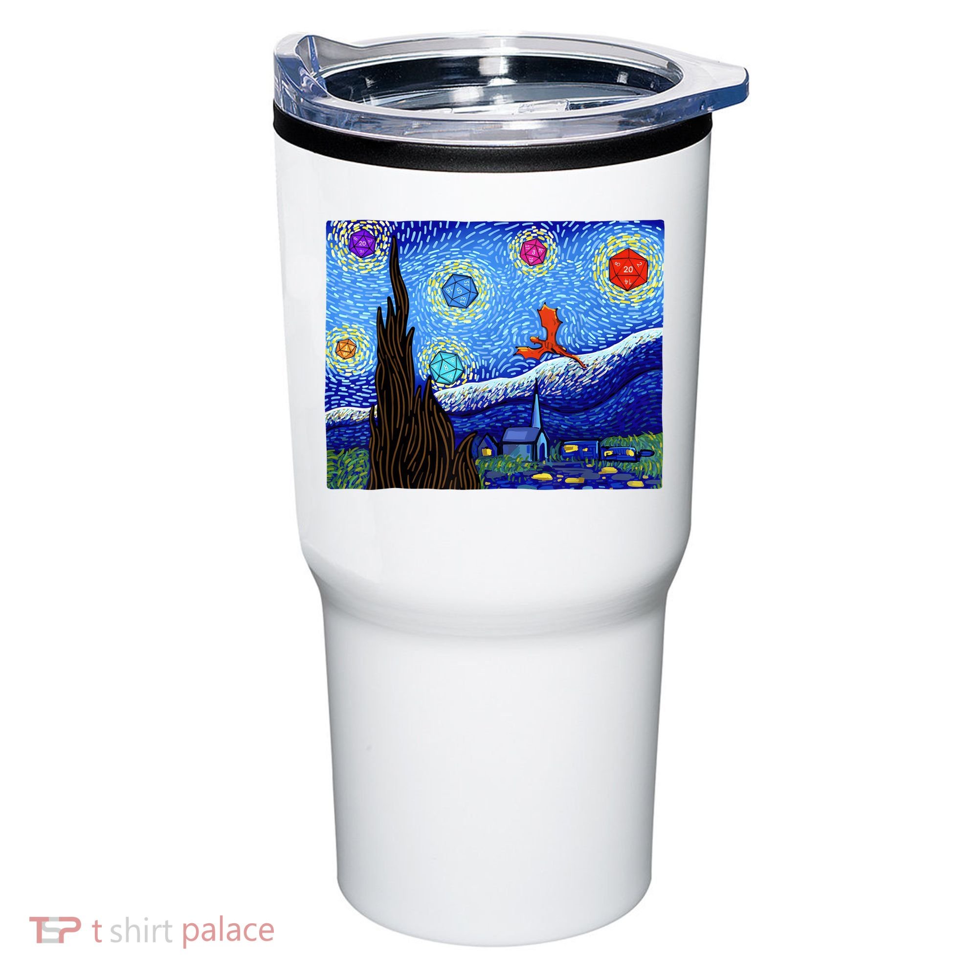 Dungeons Van Gogh Starry Night D20 Dragons Tumbler