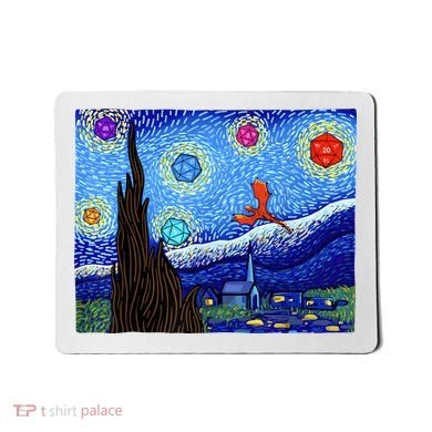 Dungeons Van Gogh Starry Night D20 Dragons Mousepad