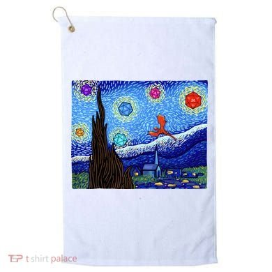 Dungeons Van Gogh Starry Night D20 Dragons Golf Towel
