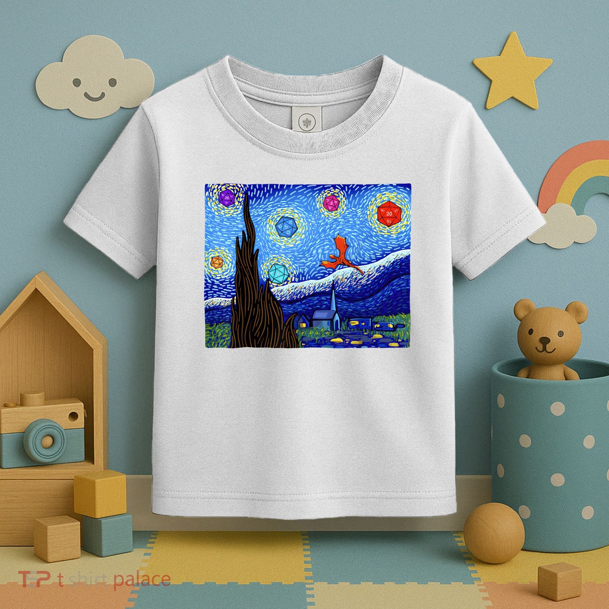 Dungeons Van Gogh Starry Night D20 Dragons Toddler T-Shirt