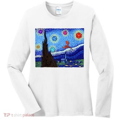 Dungeons Van Gogh Starry Night D20 Dragons Women's Long Sleeve Shirt