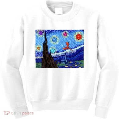 Dungeons Van Gogh Starry Night D20 Dragons Kids Sweatshirt