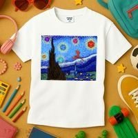 Dungeons Van Gogh Starry Night D20 Dragons Kids T-Shirt thumb 3