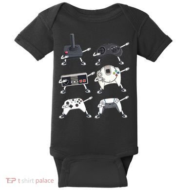 Dabbing Video Game Controllers Funny Boys Gamer Dab Baby Bodysuit