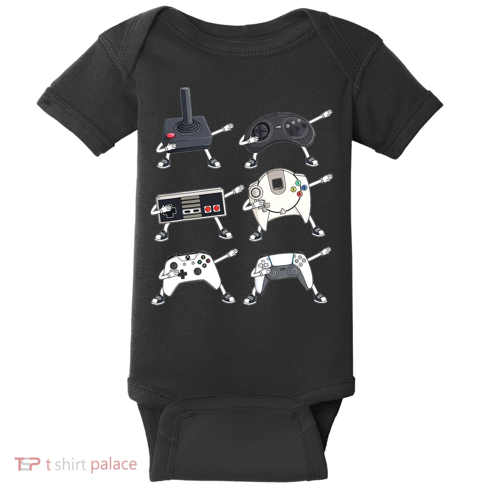 Dabbing Video Game Controllers Funny Boys Gamer Dab Baby Bodysuit