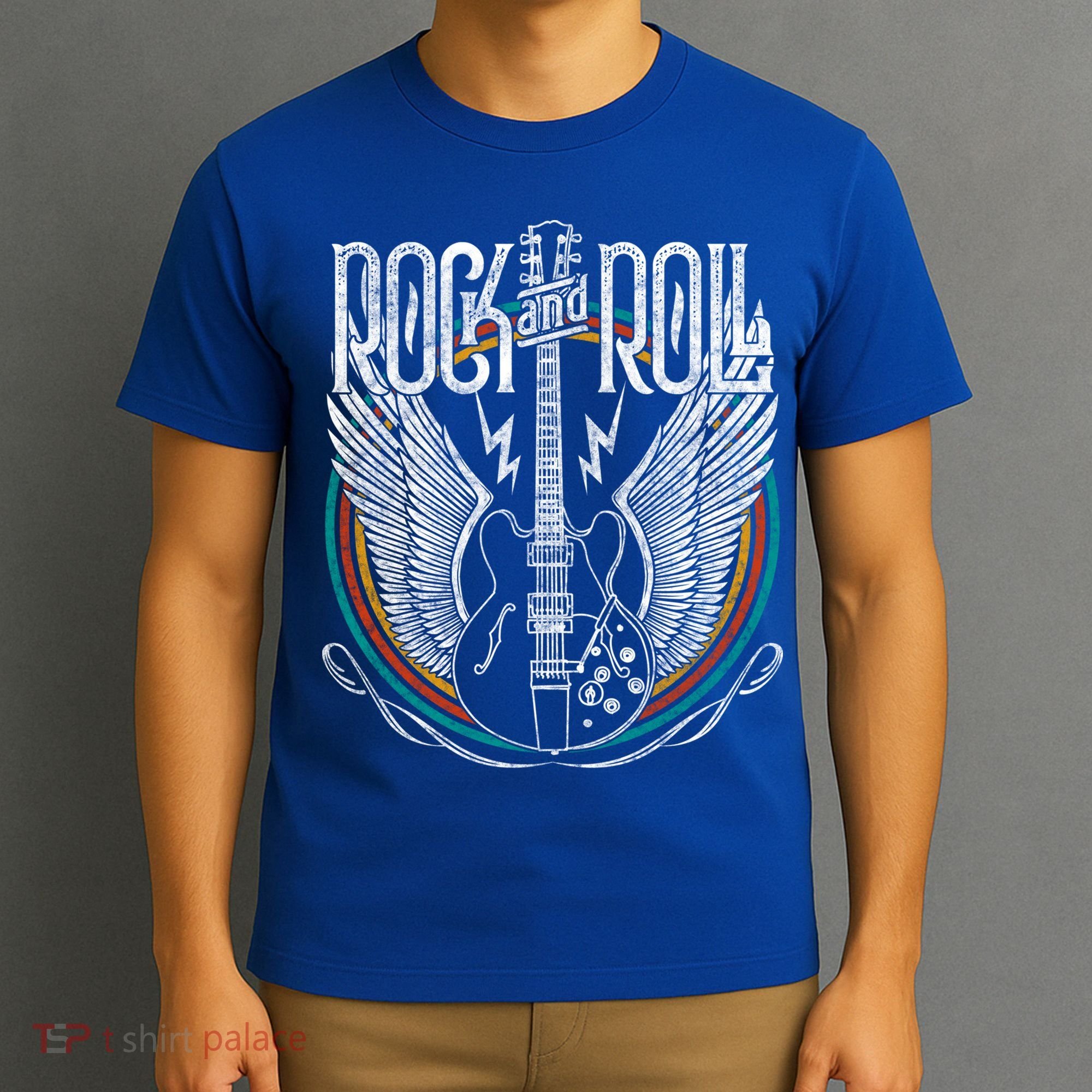 Distressed Vintage Gift Retro 80s Rock & Roll Music Guitar Wings Gift T-Shirt