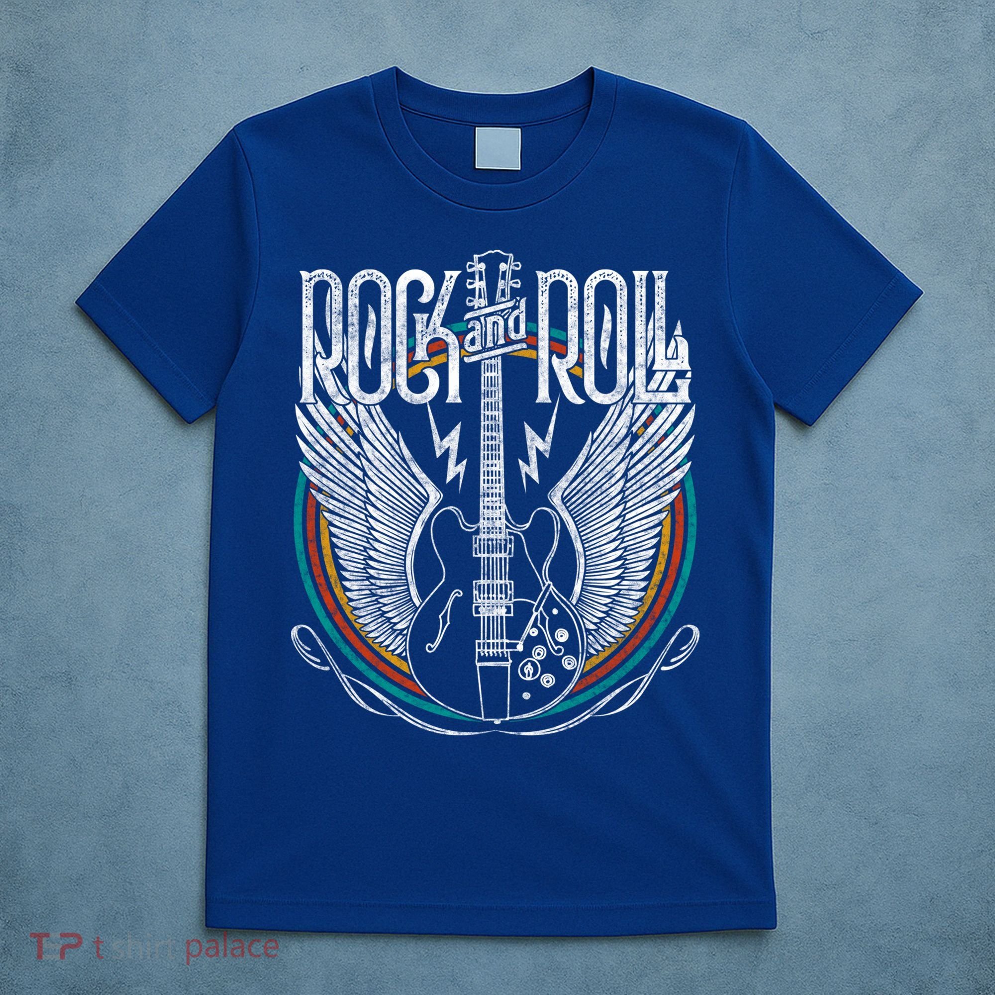 Distressed Vintage Gift Retro 80s Rock & Roll Music Guitar Wings Gift T-Shirt