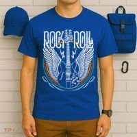 Distressed Vintage Gift Retro 80s Rock & Roll Music Guitar Wings Gift T-Shirt thumb 6