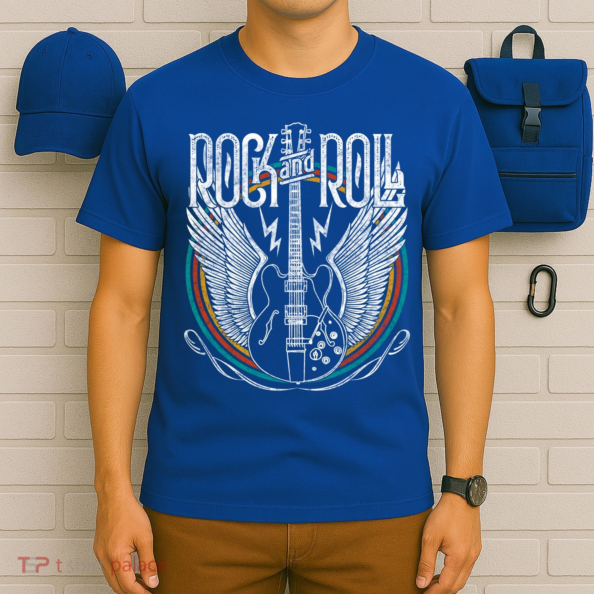 Distressed Vintage Gift Retro 80s Rock & Roll Music Guitar Wings Gift T-Shirt