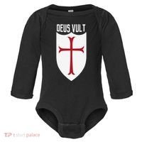 Deus Vult God Wills It Crusader Meme Baby Long Sleeve Bodysuit thumb 0