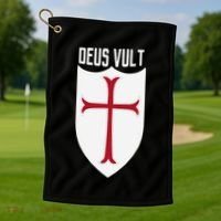 Deus Vult God Wills It Crusader Meme Golf Towel thumb 1