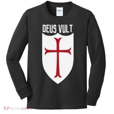 Deus Vult God Wills It Crusader Meme Kids Long Sleeve Shirt
